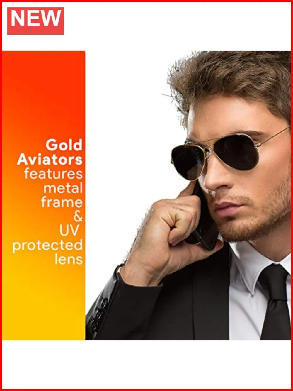 Aviator Sunglasses with UV 400 Protection - Military Style Metal Frame